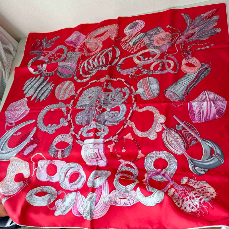 Hermes愛馬仕 絲巾 90*90cm 紅色-8
