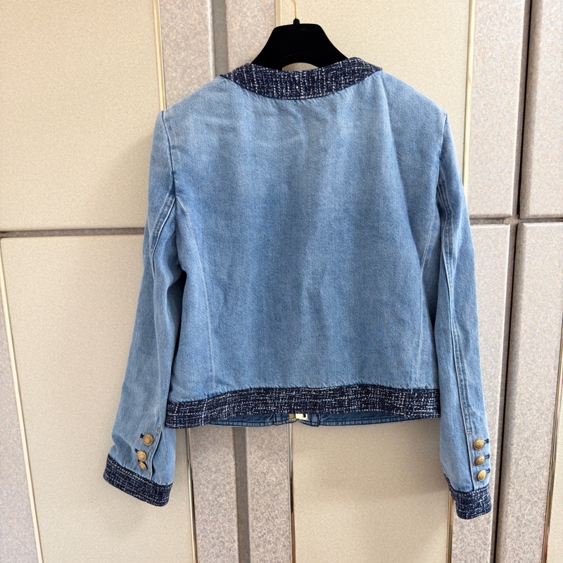 90）全新Alice +Olivia正品新款短版內裡緞面牛仔外套 L號 原價595美元-2