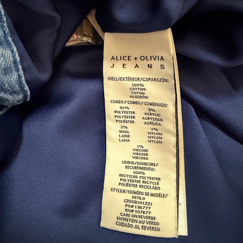 90）全新Alice +Olivia正品新款短版內裡緞面牛仔外套 L號 原價595美元-7