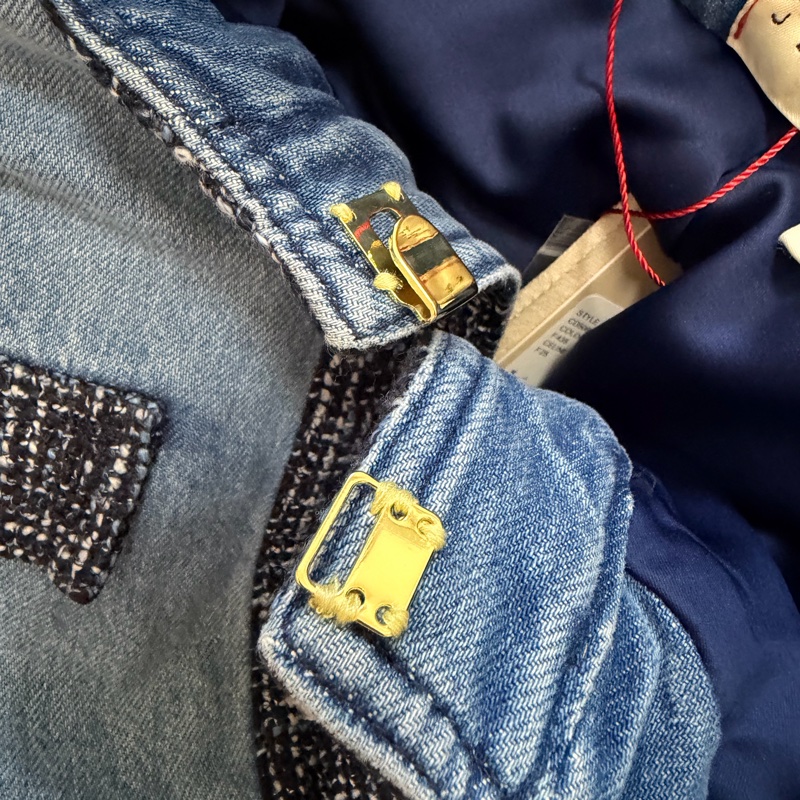 90）全新Alice +Olivia正品新款短版內裡緞面牛仔外套 L號 原價595美元-8