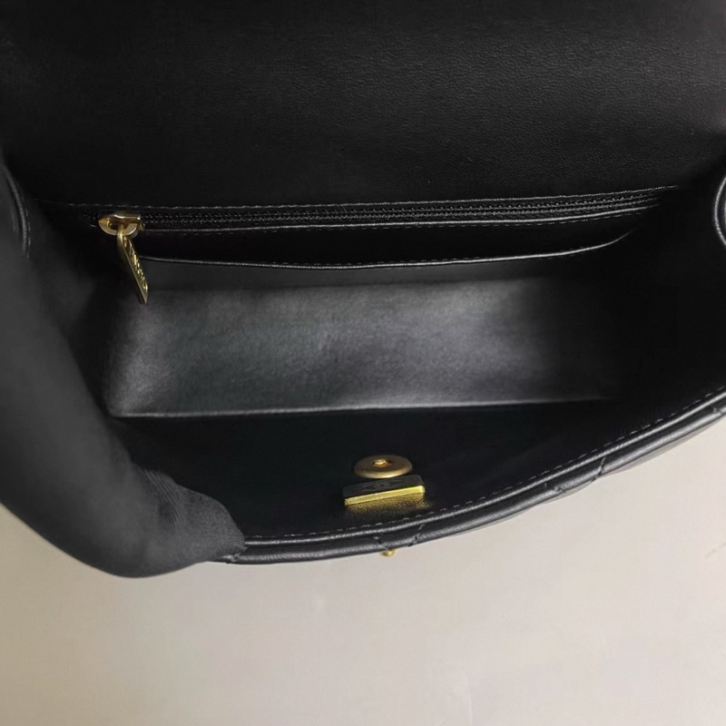 Chanel香奈兒 CF黑金全皮菱格珍珠鏈條方胖子 芯片-7