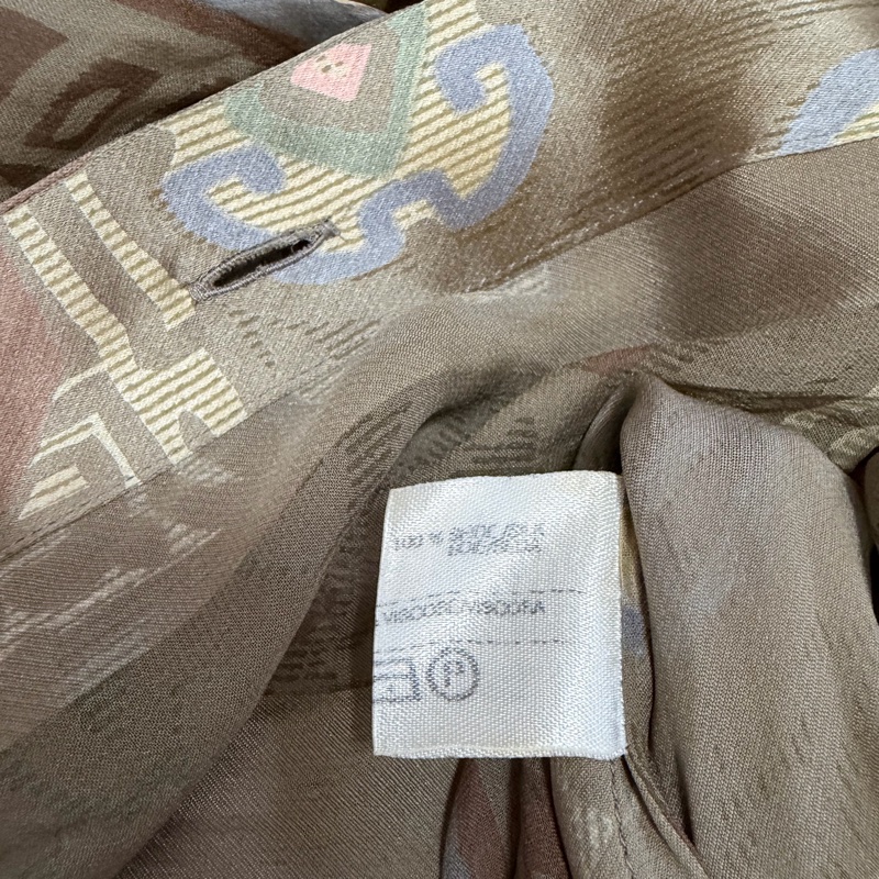 90）Cerruti 1881品牌輕奢復古印花真絲襯衫｜氣質透膚設計上衣 S-L皆可穿 9成新-7