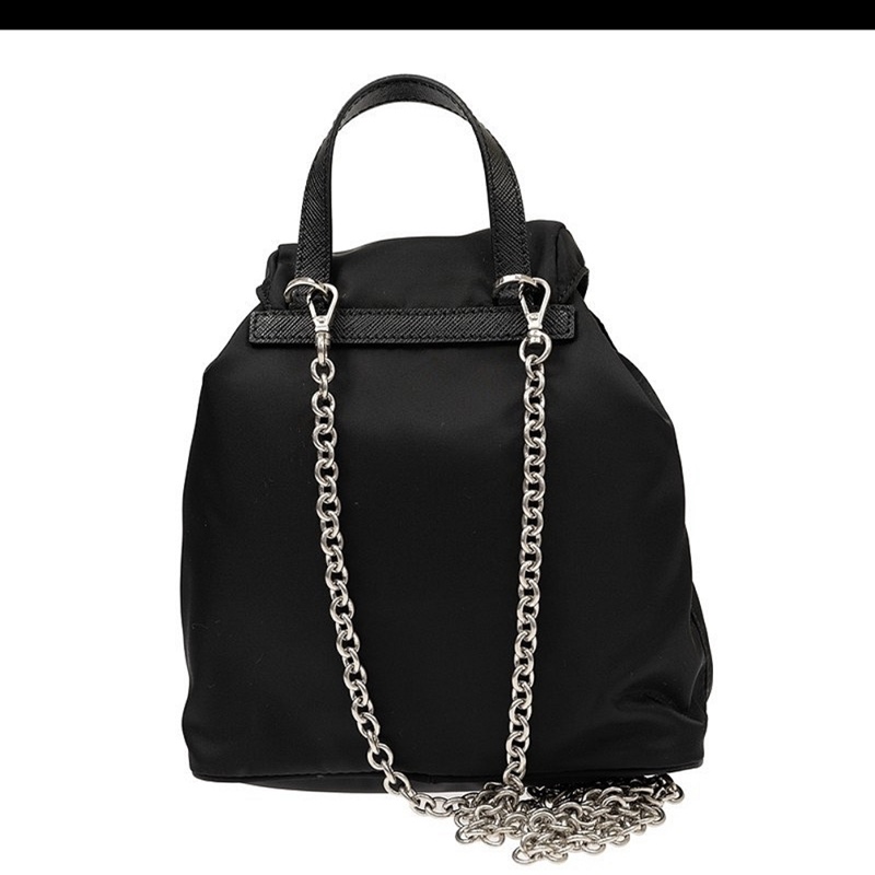 PRADA 普拉達 Re-Nylon再生尼龍迷你鍊帶後背斜背包(黑色)-10