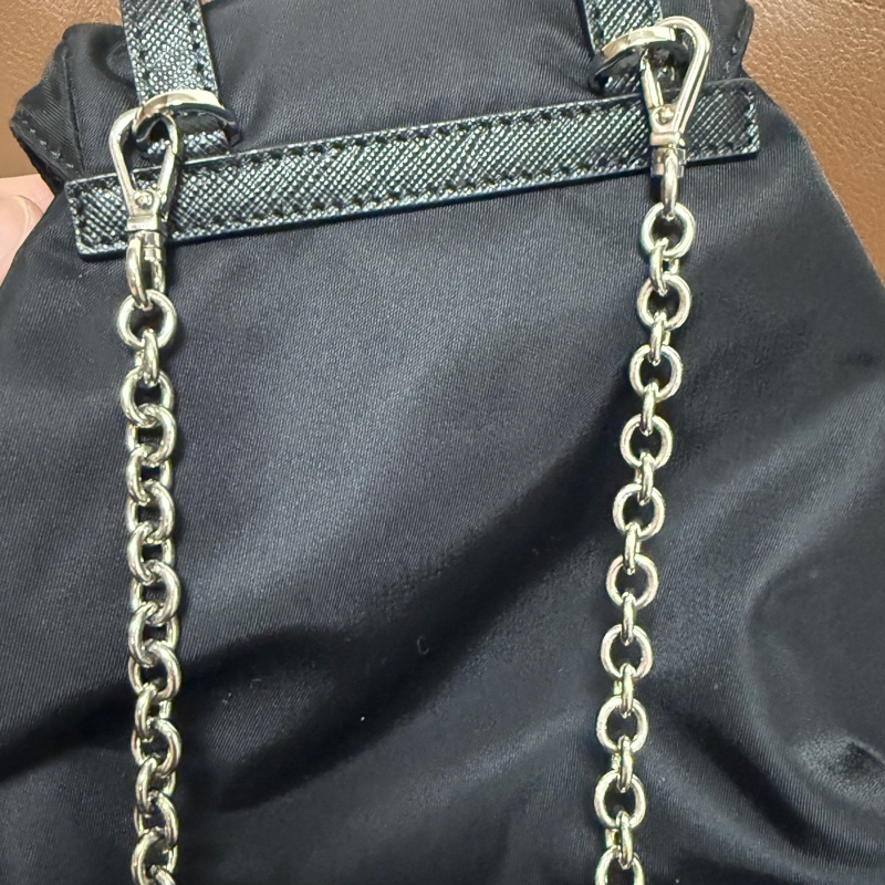 PRADA 普拉達 Re-Nylon再生尼龍迷你鍊帶後背斜背包(黑色)-13