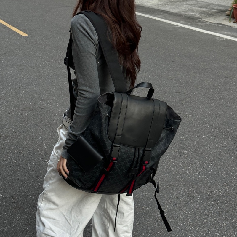 【黑老花帥炸😎】 GUCCI supreme 古馳 黑老花後背包 (專櫃11.6萬)-3