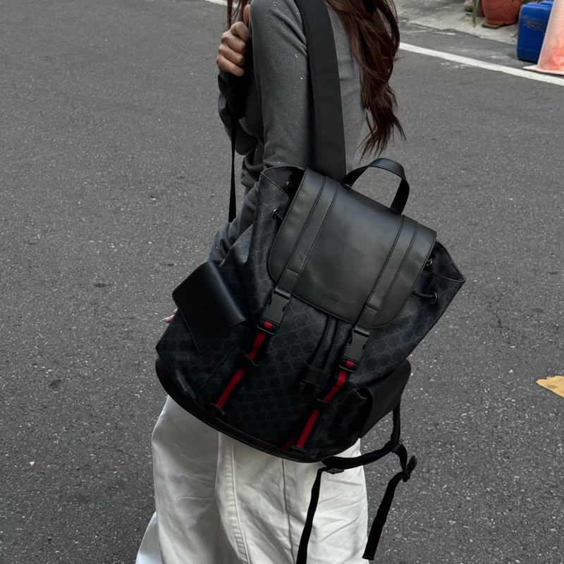 【黑老花帥炸😎】 GUCCI supreme 古馳 黑老花後背包 (專櫃11.6萬)-18