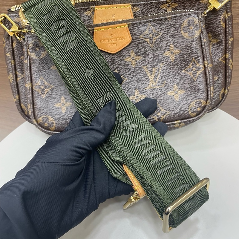 LV路易威登｜五合一 老花 綠色肩帶-8