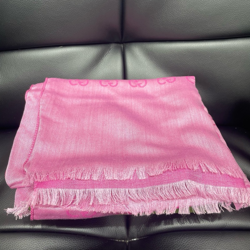 古馳｜雙面圍巾 粉色古馳-1