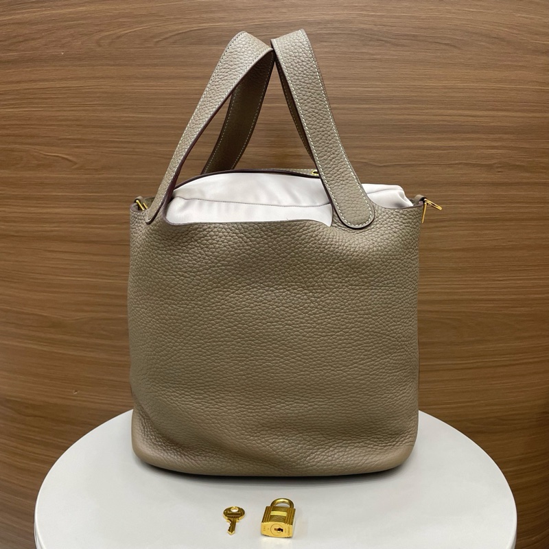 愛馬仕｜菜籃子22 大象灰金扣-1