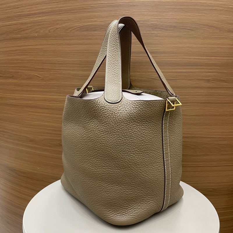 愛馬仕｜菜籃子22 大象灰金扣-3