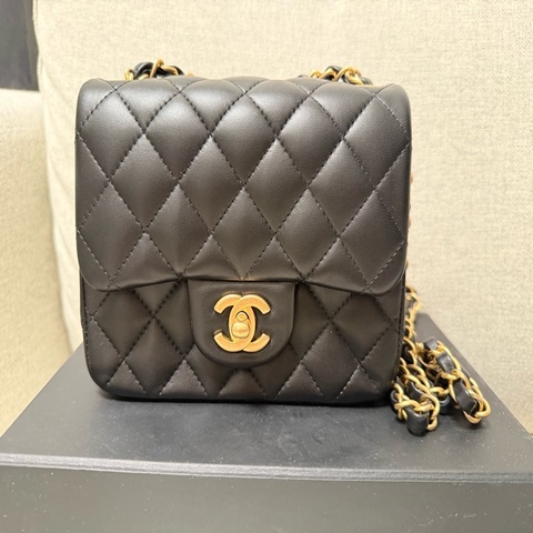 chanel mini classic flap square 方胖子 迷你翻蓋包 復古金扣