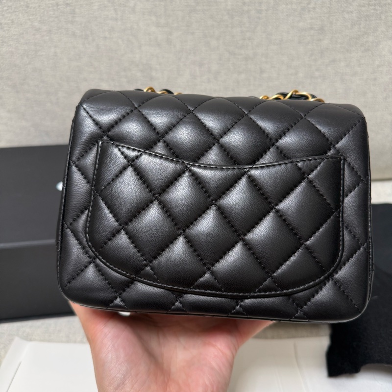 chanel mini classic flap square 方胖子 迷你翻蓋包 復古金扣-6