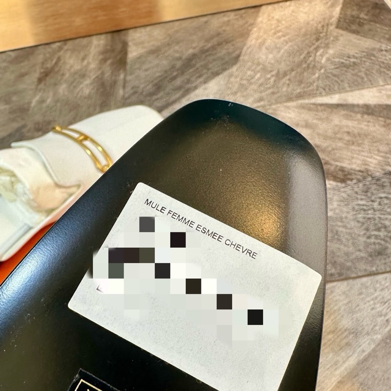 全新 Hermes 愛馬仕 roulis豬鼻子白金平底穆勒鞋拖 包頭拖鞋 山羊皮 百搭時尚 女款 白36碼-5