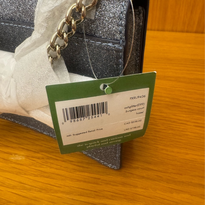 Kate Spade Burgess Court 閃亮灰藍鏈條包-6