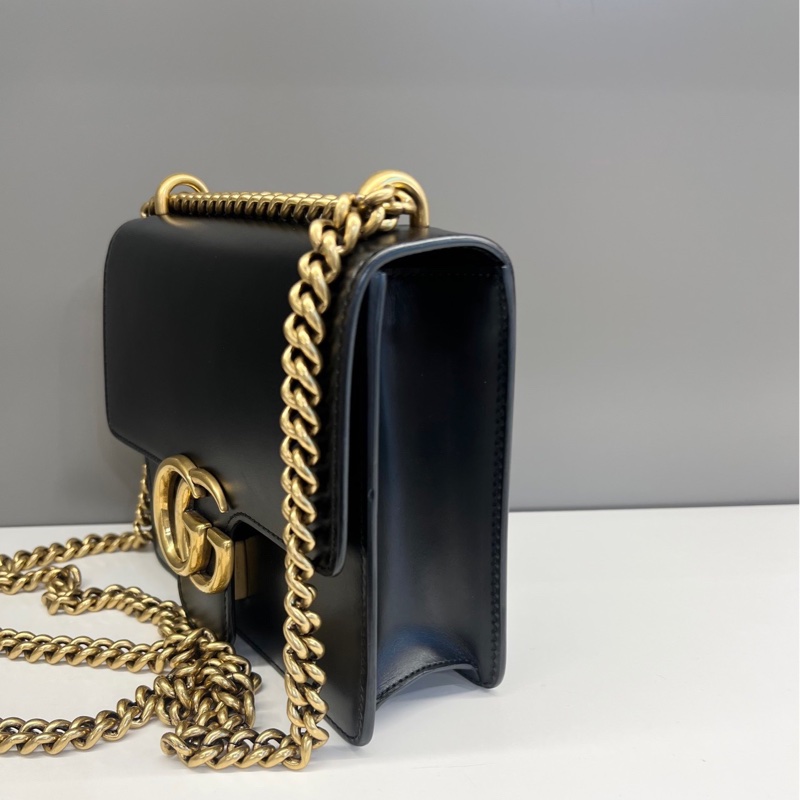 古馳Gucci馬蒙雙G box皮風琴信封包woc黑色19x5.5x15-1