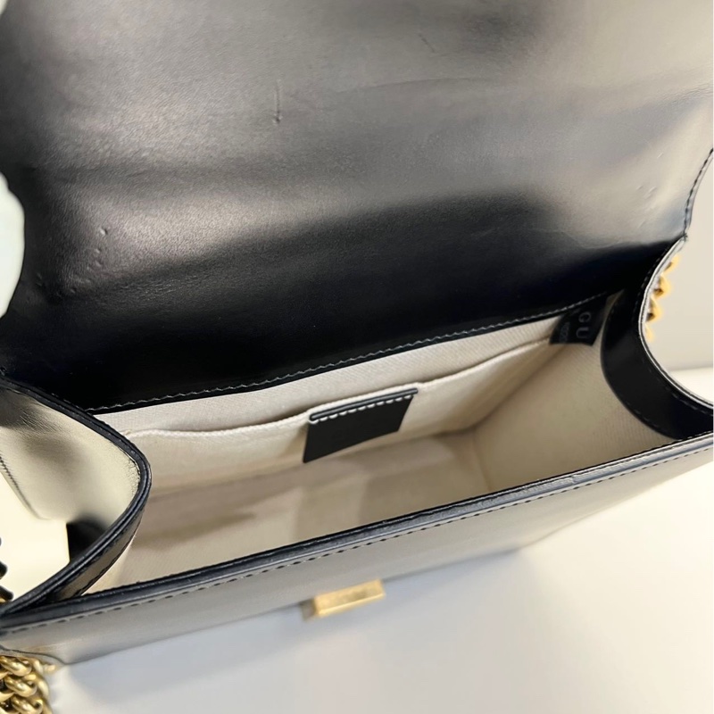 古馳Gucci馬蒙雙G box皮風琴信封包woc黑色19x5.5x15-5