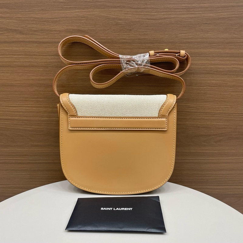 聖羅蘭｜kaia馬鞍包小號 卡其拼帆布-1