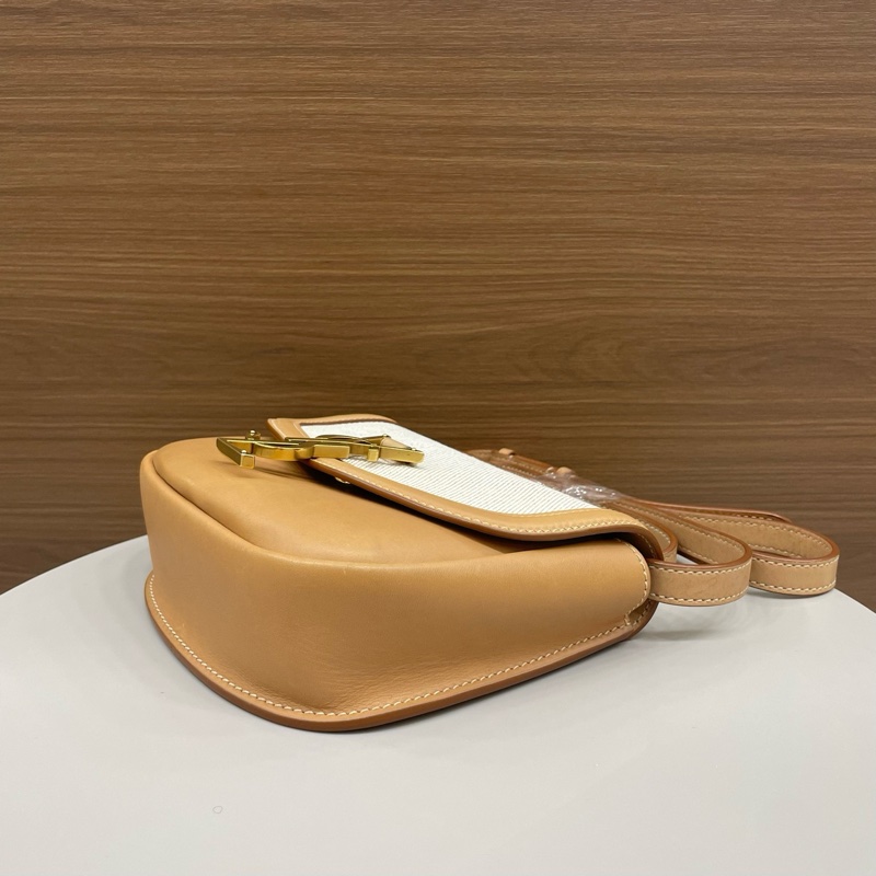 聖羅蘭｜kaia馬鞍包小號 卡其拼帆布-5