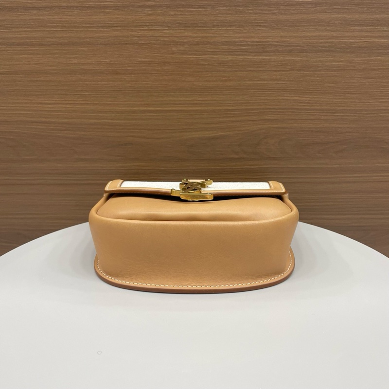 聖羅蘭｜kaia馬鞍包小號 卡其拼帆布-6