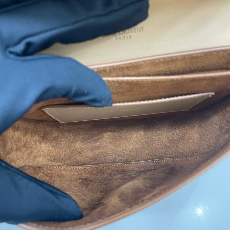 聖羅蘭｜kaia馬鞍包小號 卡其拼帆布-7