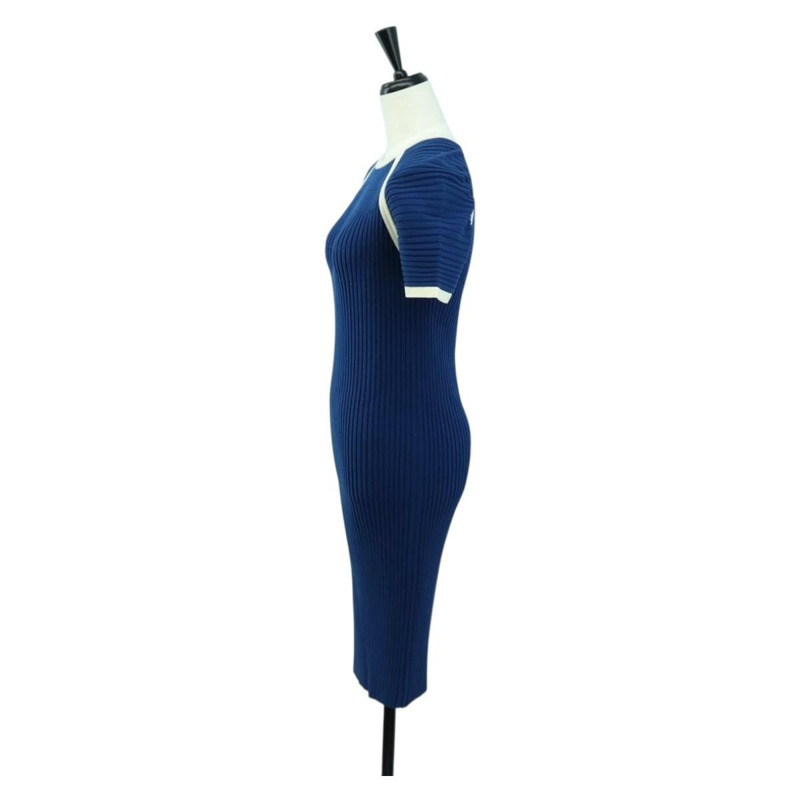 【日本直送】香奈兒羅紋針織連身裙，銅氨纖維布料，藍色，CC標誌，貨號158555M-2