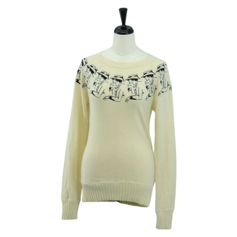 【日本直送】香奈兒 (CHANEL) Coco Chanel 針織衫，羊絨色，米色，CC 標誌，貨號 158554SAM-0