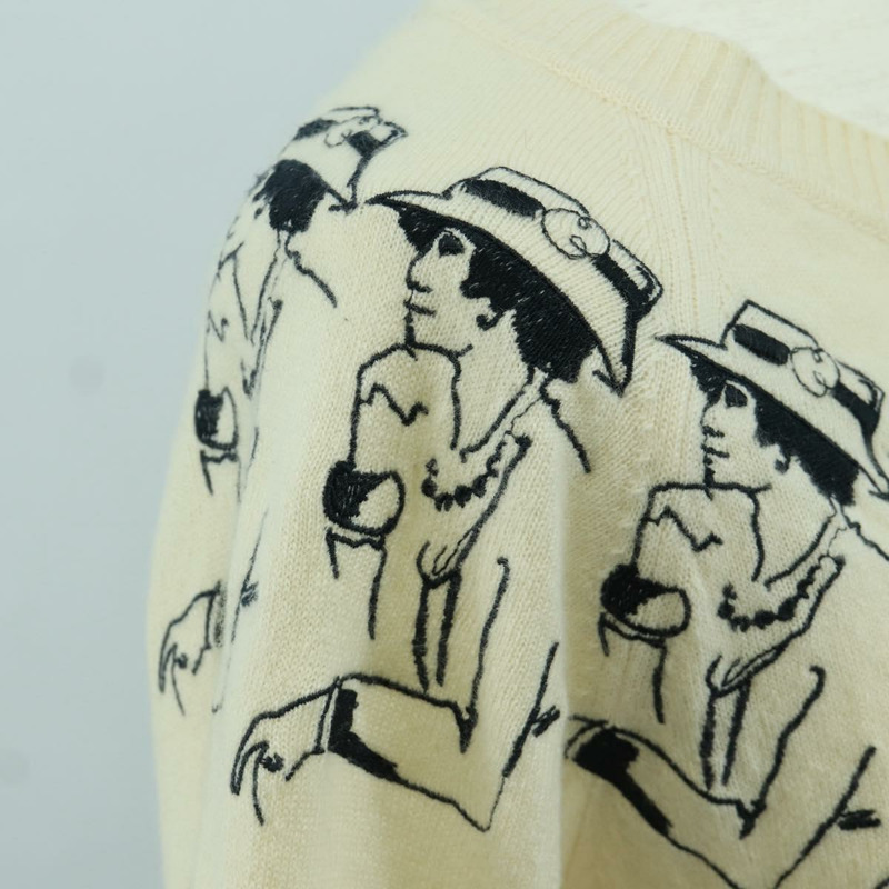 【日本直送】香奈兒 (CHANEL) Coco Chanel 針織衫，羊絨色，米色，CC 標誌，貨號 158554SAM-4