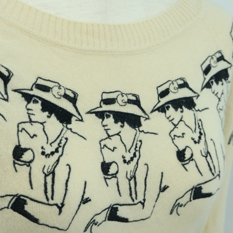【日本直送】香奈兒 (CHANEL) Coco Chanel 針織衫，羊絨色，米色，CC 標誌，貨號 158554SAM-5