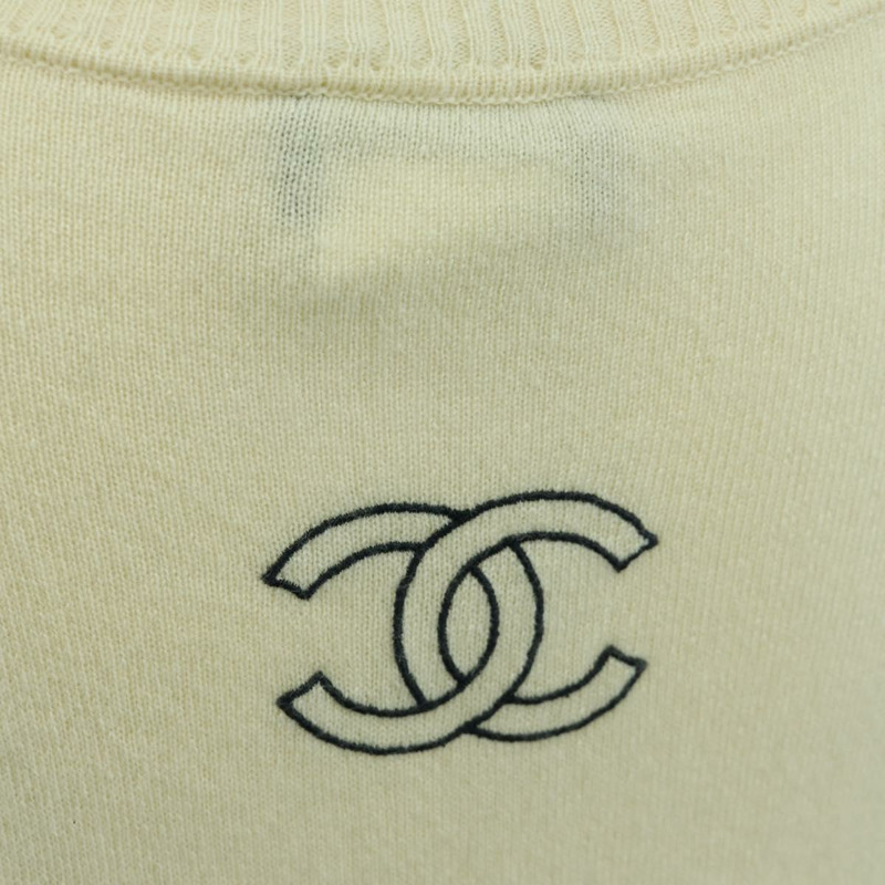 【日本直送】香奈兒 (CHANEL) Coco Chanel 針織衫，羊絨色，米色，CC 標誌，貨號 158554SAM-8