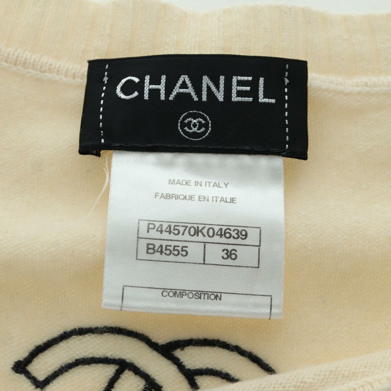 【日本直送】香奈兒 (CHANEL) Coco Chanel 針織衫，羊絨色，米色，CC 標誌，貨號 158554SAM-10
