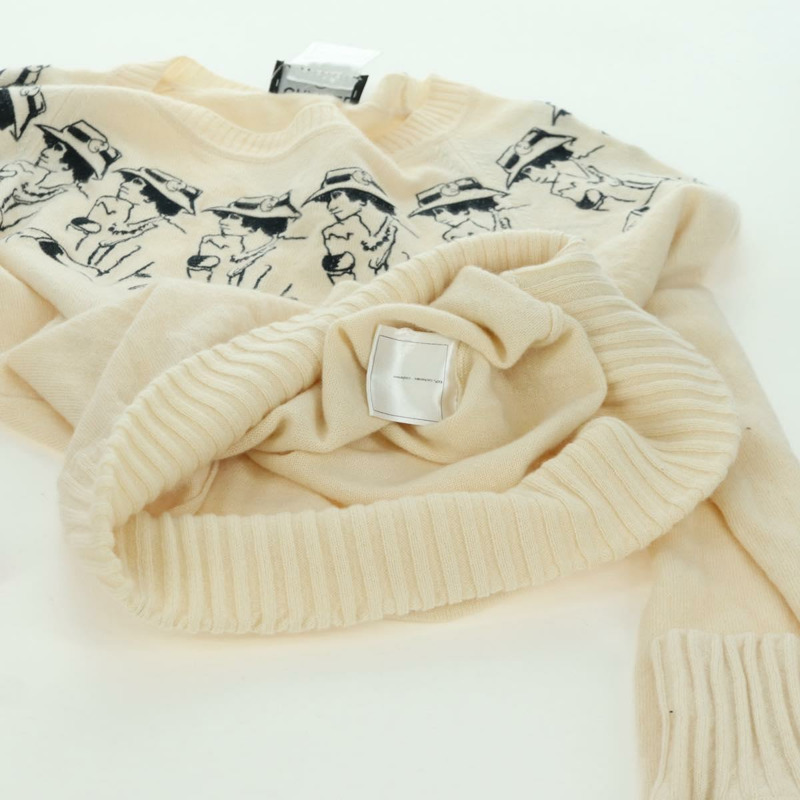 【日本直送】香奈兒 (CHANEL) Coco Chanel 針織衫，羊絨色，米色，CC 標誌，貨號 158554SAM-12