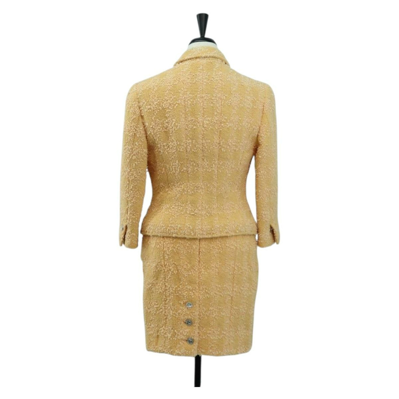 【日本直送】香奈兒外套半裙套裝外套斜紋軟呢橘色40 CC Auth 158585M-1