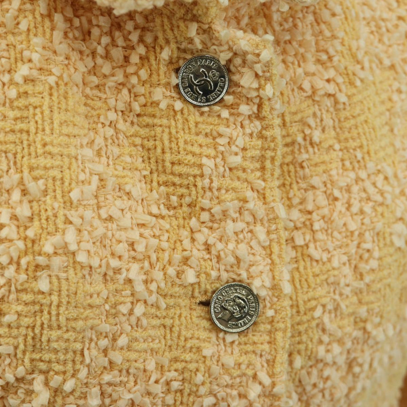 【日本直送】香奈兒外套半裙套裝外套斜紋軟呢橘色40 CC Auth 158585M-5