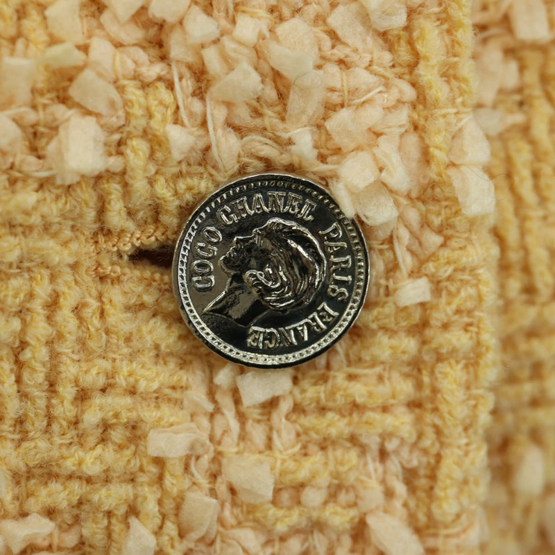 【日本直送】香奈兒外套半裙套裝外套斜紋軟呢橘色40 CC Auth 158585M-7