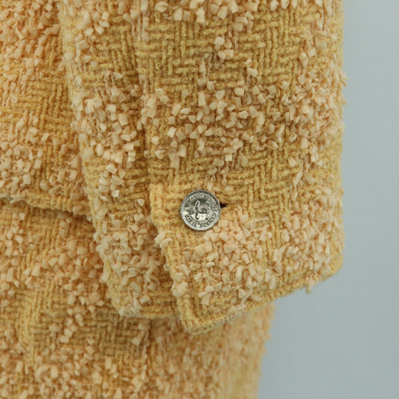 【日本直送】香奈兒外套半裙套裝外套斜紋軟呢橘色40 CC Auth 158585M-8