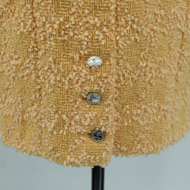 【日本直送】香奈兒外套半裙套裝外套斜紋軟呢橘色40 CC Auth 158585M-9
