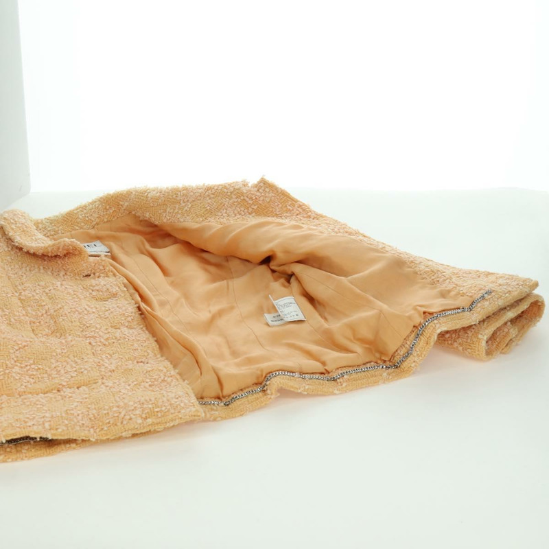 【日本直送】香奈兒外套半裙套裝外套斜紋軟呢橘色40 CC Auth 158585M-10