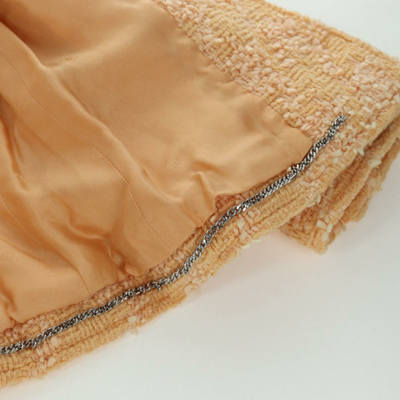 【日本直送】香奈兒外套半裙套裝外套斜紋軟呢橘色40 CC Auth 158585M-11