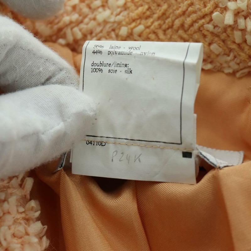 【日本直送】香奈兒外套半裙套裝外套斜紋軟呢橘色40 CC Auth 158585M-13