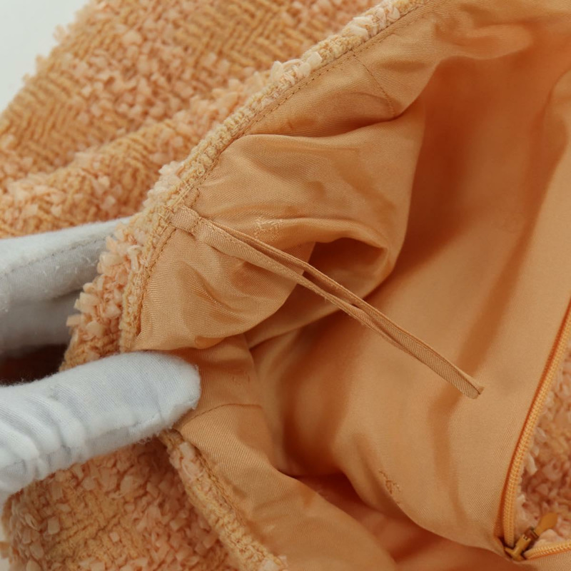 【日本直送】香奈兒外套半裙套裝外套斜紋軟呢橘色40 CC Auth 158585M-17