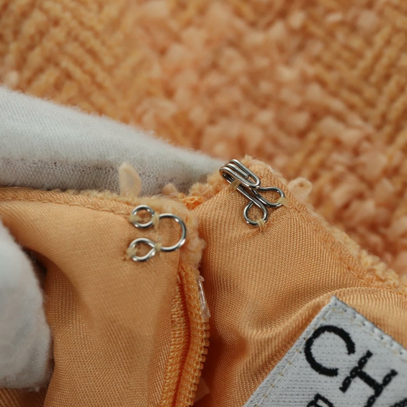 【日本直送】香奈兒外套半裙套裝外套斜紋軟呢橘色40 CC Auth 158585M-21