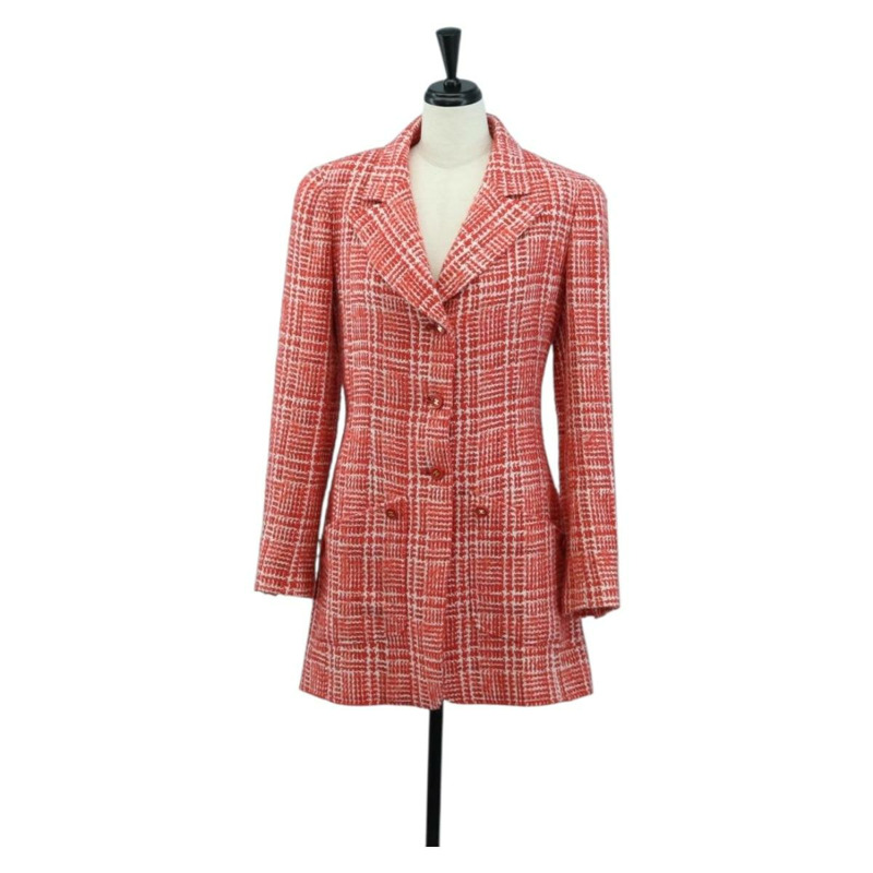 【日本直送】香奈兒紅色斜紋軟呢外套,CC標誌,貨號158560M-0