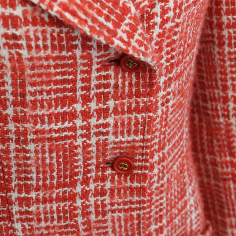 【日本直送】香奈兒紅色斜紋軟呢外套,CC標誌,貨號158560M-5