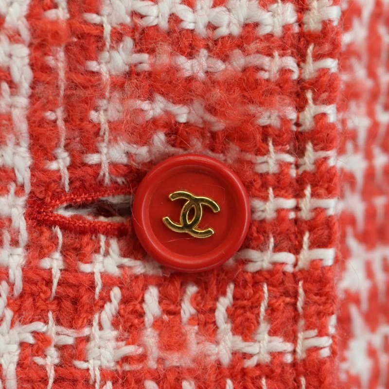 【日本直送】香奈兒紅色斜紋軟呢外套,CC標誌,貨號158560M-6