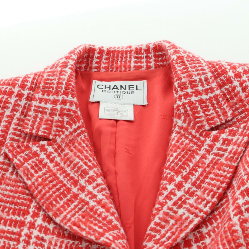 【日本直送】香奈兒紅色斜紋軟呢外套,CC標誌,貨號158560M-9