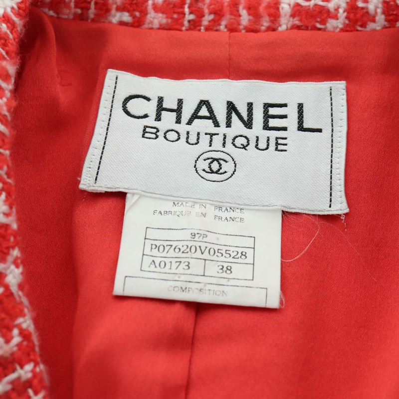 【日本直送】香奈兒紅色斜紋軟呢外套,CC標誌,貨號158560M-10