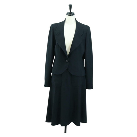 香奈兒外套和半裙套裝，羊毛材質，海軍藍，CC標誌，正品，貨號158565M