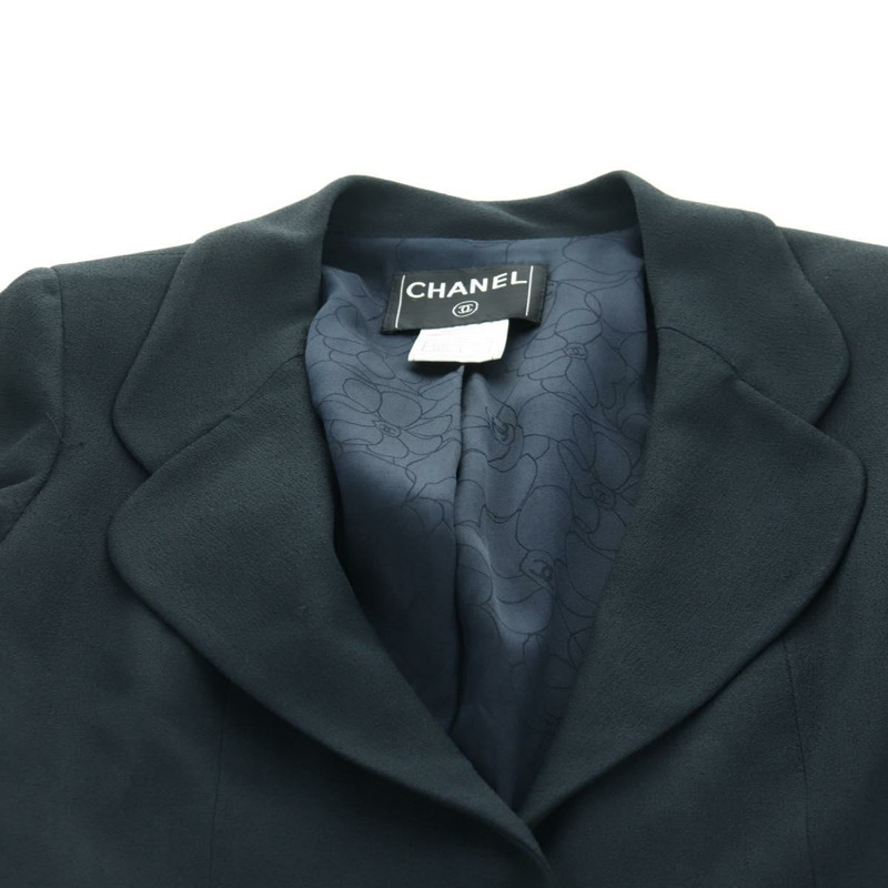 【日本直送】香奈兒外套和半裙套裝，羊毛材質，海軍藍，CC標誌，正品，貨號158565M-7