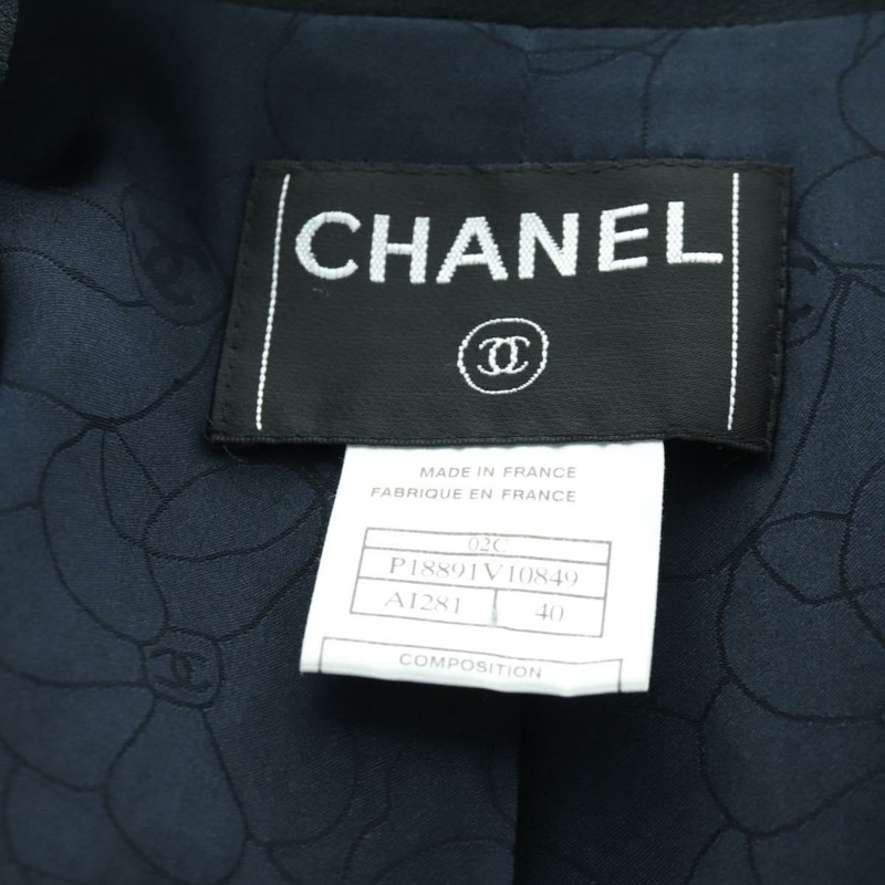 【日本直送】香奈兒外套和半裙套裝，羊毛材質，海軍藍，CC標誌，正品，貨號158565M-9