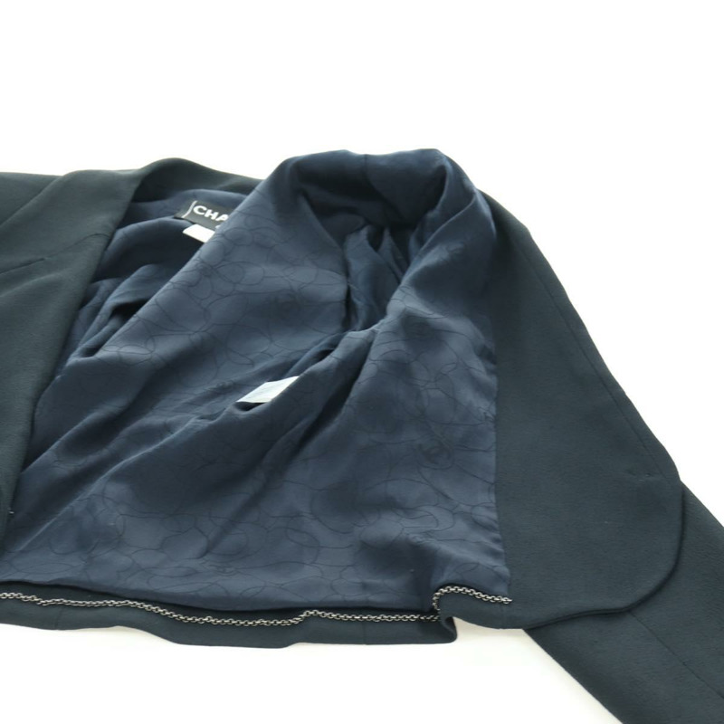 【日本直送】香奈兒外套和半裙套裝，羊毛材質，海軍藍，CC標誌，正品，貨號158565M-12